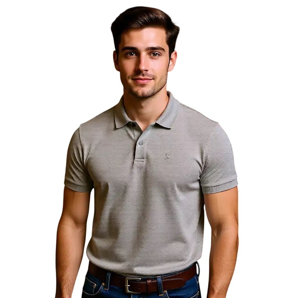 Banana Republic Mens Pique‎ Polo Shirt Gray Organic Cotton Short Sleeve  L NEW